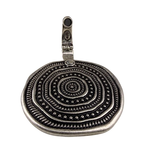 Silver Tone Magnetic Reversible Pendant Jewelry Multi-Color Glass Bead Circular - Picture 3 of 6